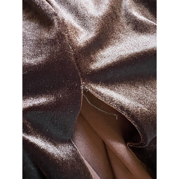 Rene Ruiz Collection Midi Dress Womens 4 Velvet Brown Mock Neck Cutout Chest - Picture 9 of 11